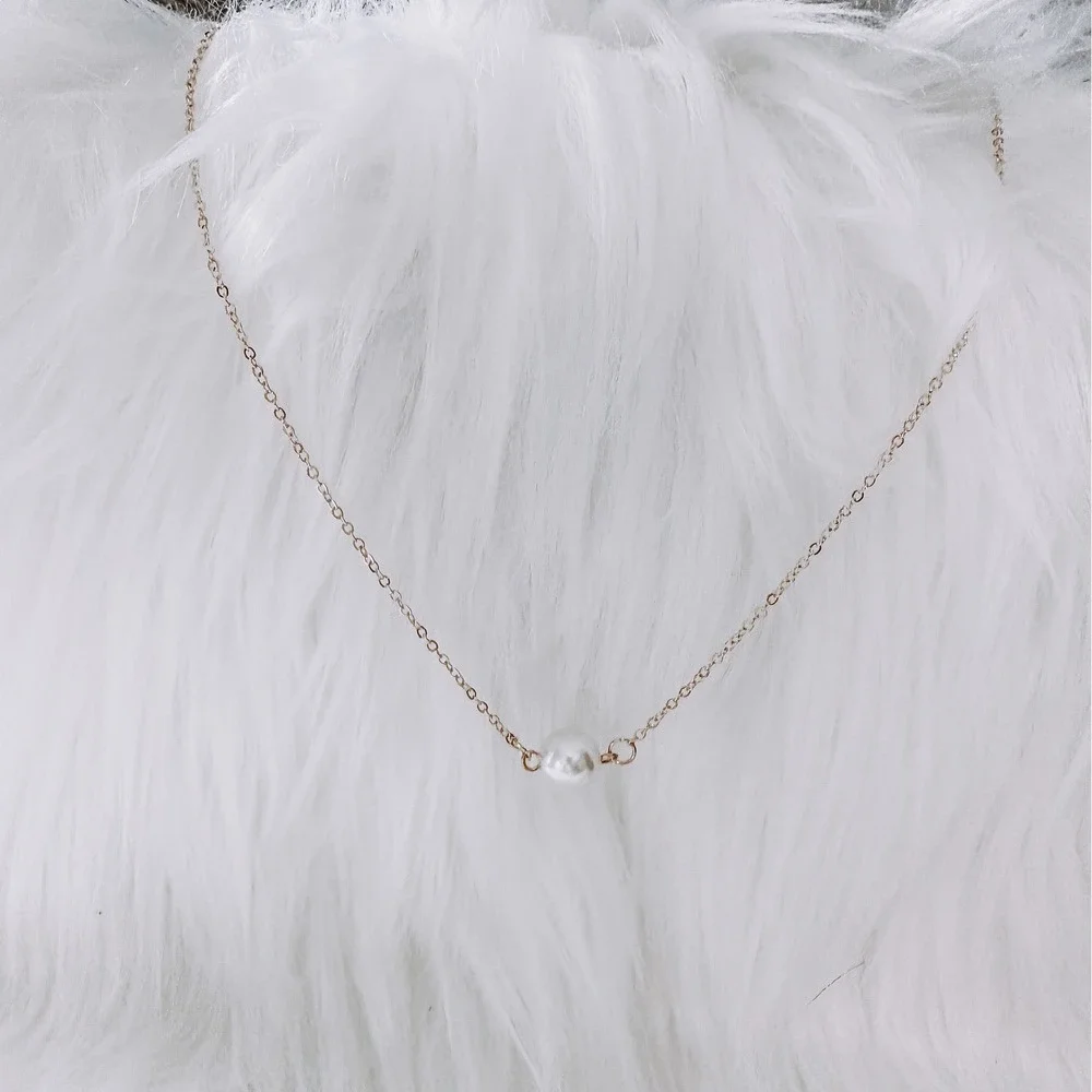 Handmade Pearl Junior Bridesmaid Necklace Bridal Party Gift Wedding Jewelry 16in